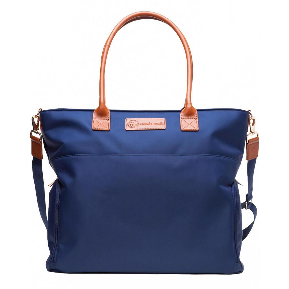 NEW SARAH WELLS women's abby breast pump tote bag in navy
